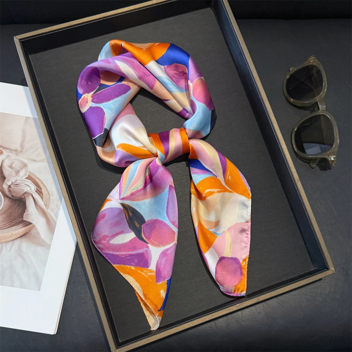 Pink Floral Square Scarf