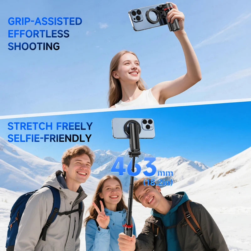Magnetic Selfie Stick Tripod with Fill Light & Bluetooth Remote