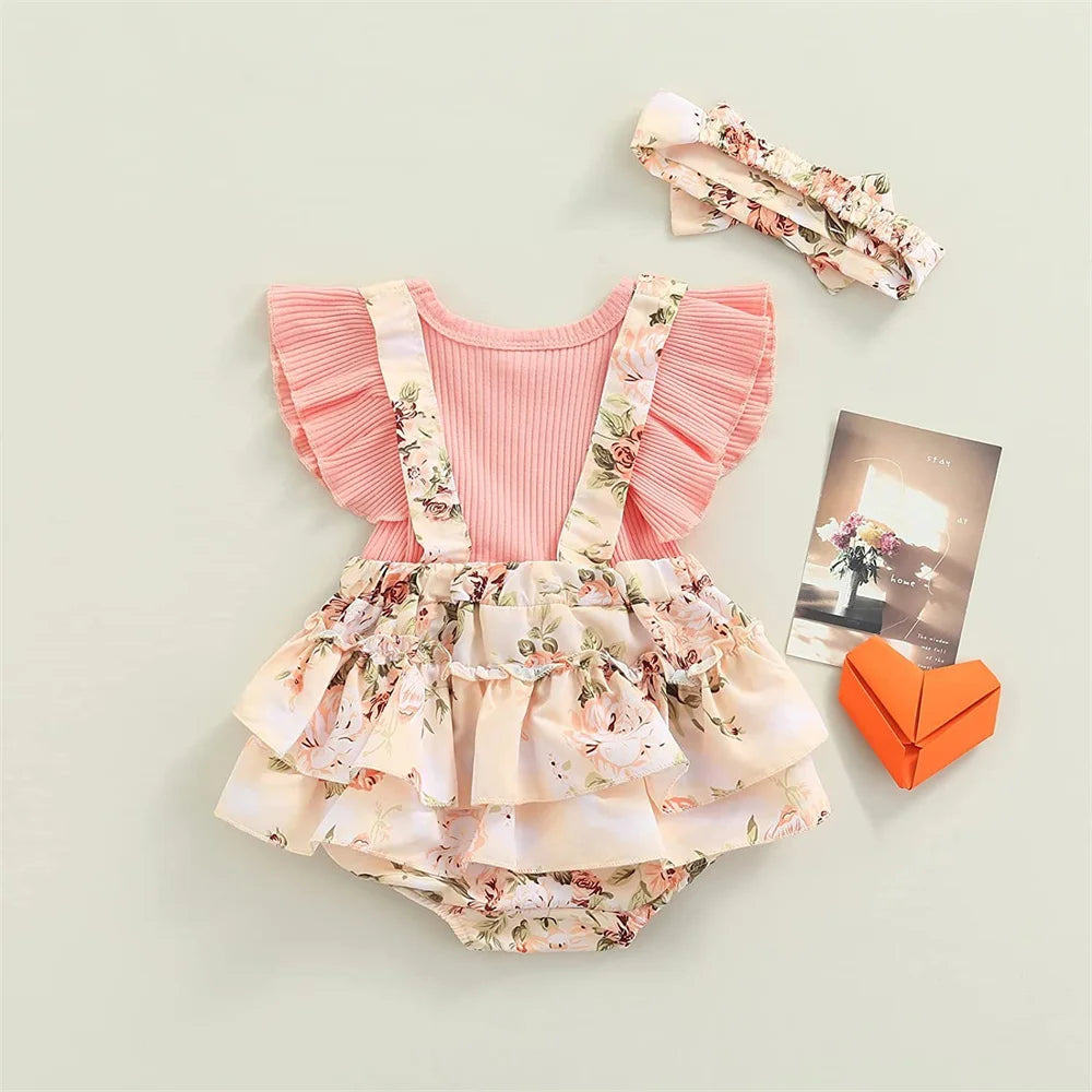 Baby Girls' Cotton Ruffle Sleeve Dress – Floral, Princess