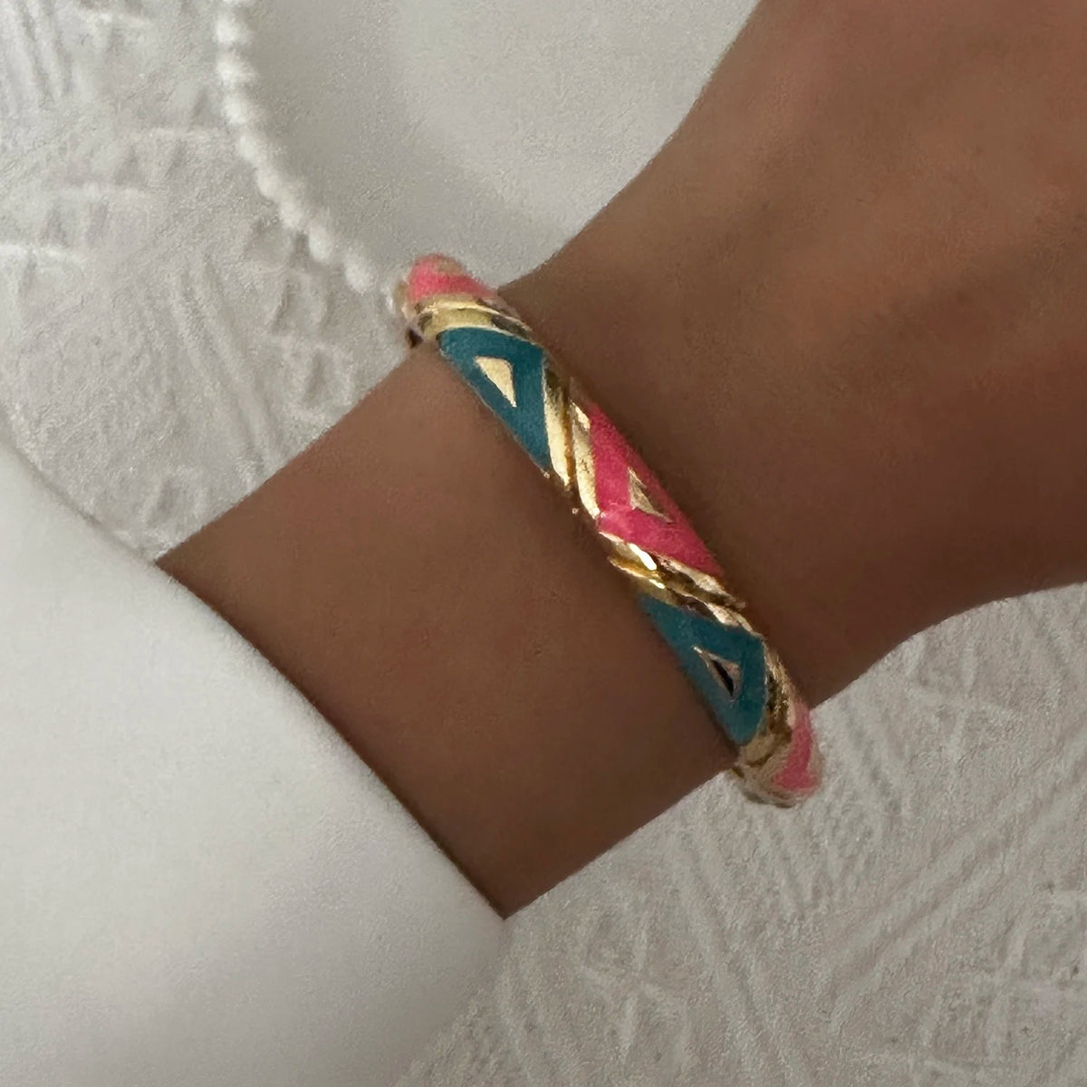 Enamel Flower Gold Bracelet