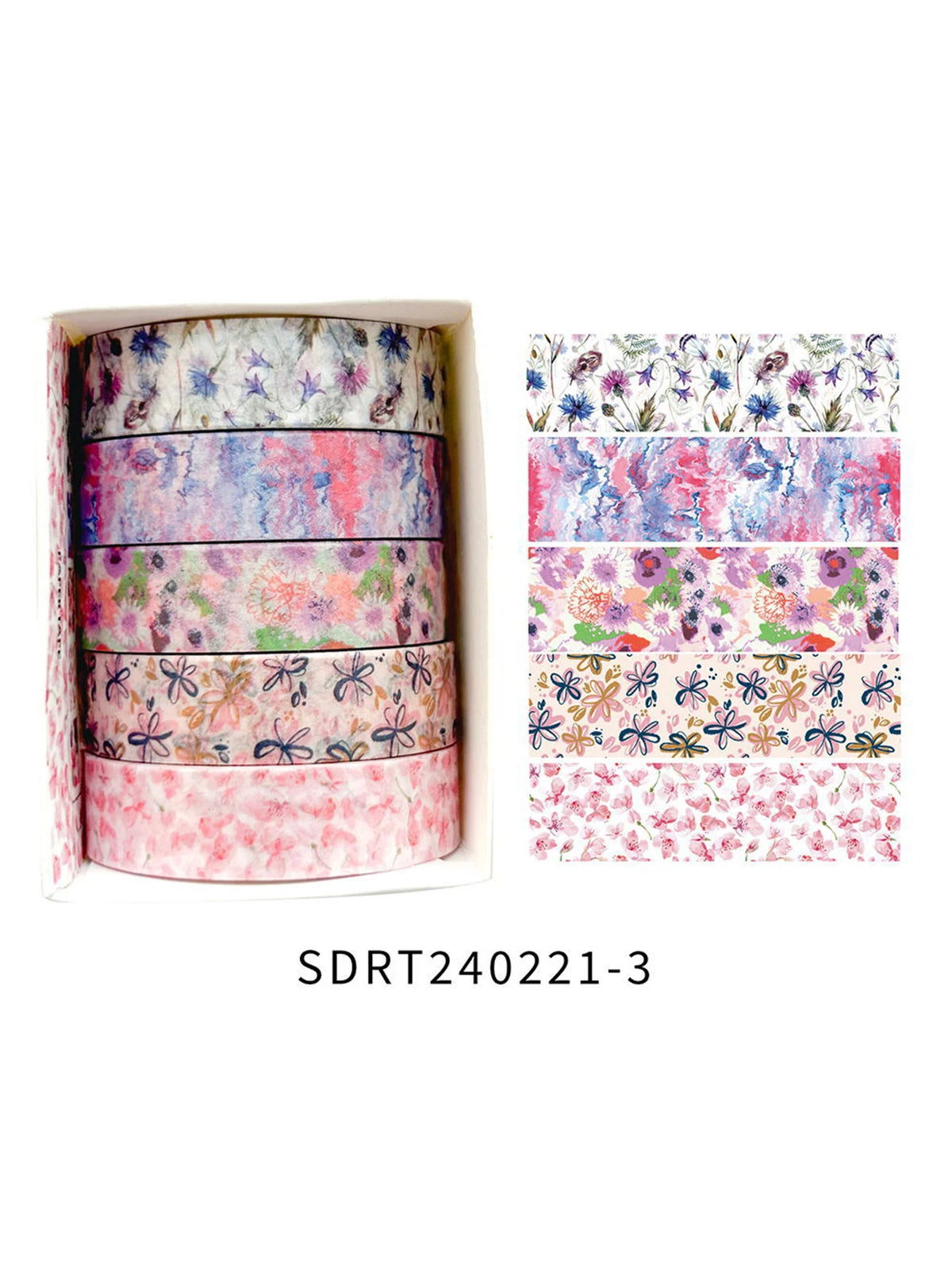 Romantic Flower Washi Tape (5 Rolls)