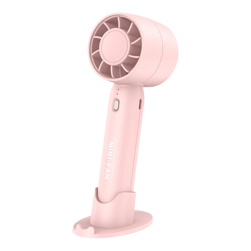Turbo Handheld Mini Fan with Desktop Stand (USB Rechargeable)