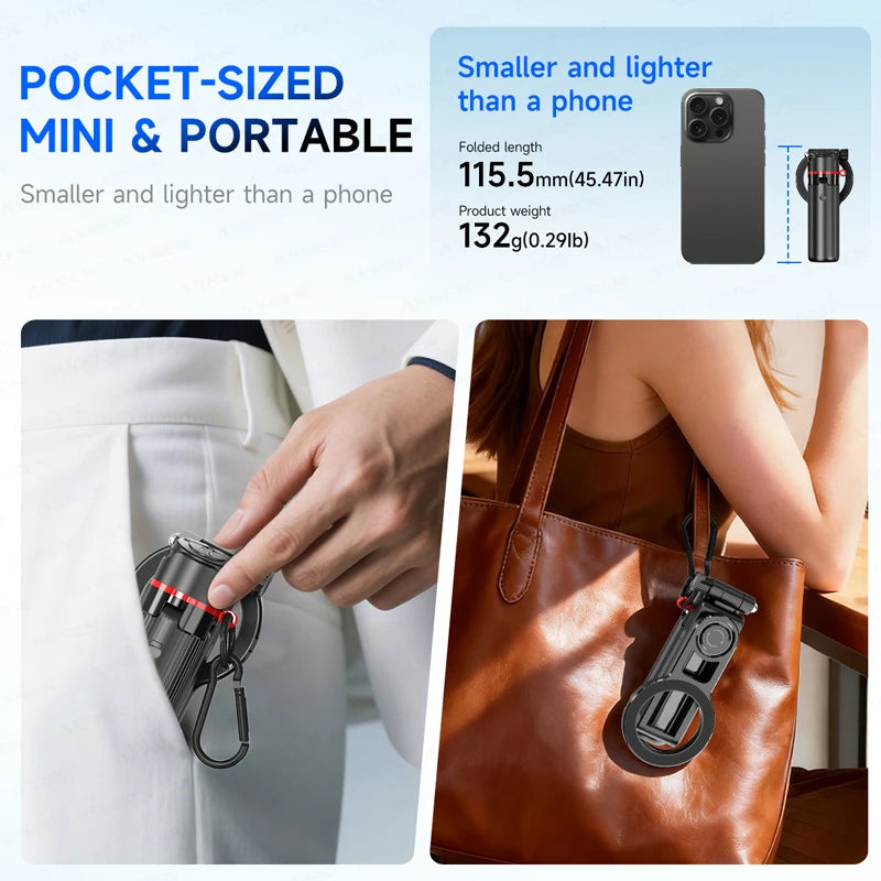 Magnetic Selfie Stick Tripod with Fill Light & Bluetooth Remote