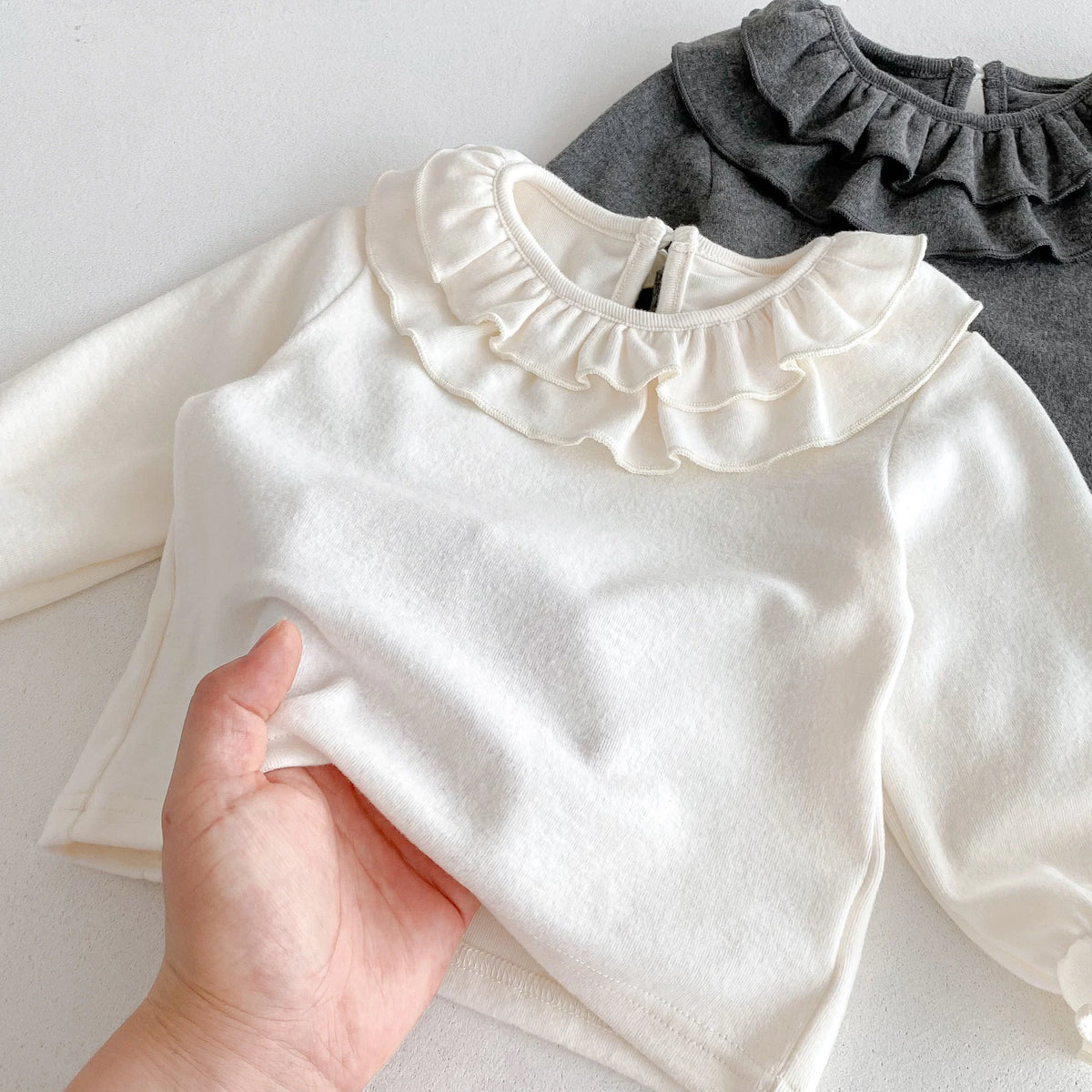 Herbst-Outfit-Set für Babymädchen – Oberteil mit Bubikragen & Hose
