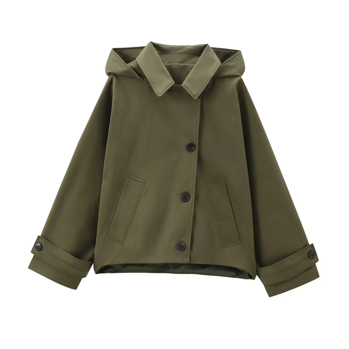 Damen-Trenchcoat mit Kapuze – Langarm