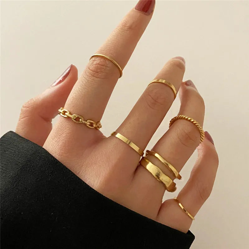 Silver Crystal Rings Set