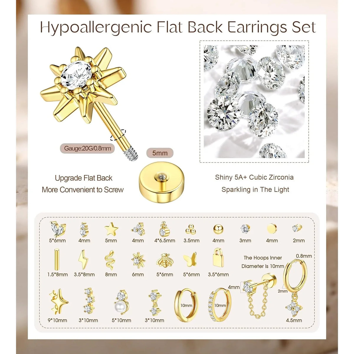Surgical Steel Flat Back Earrings