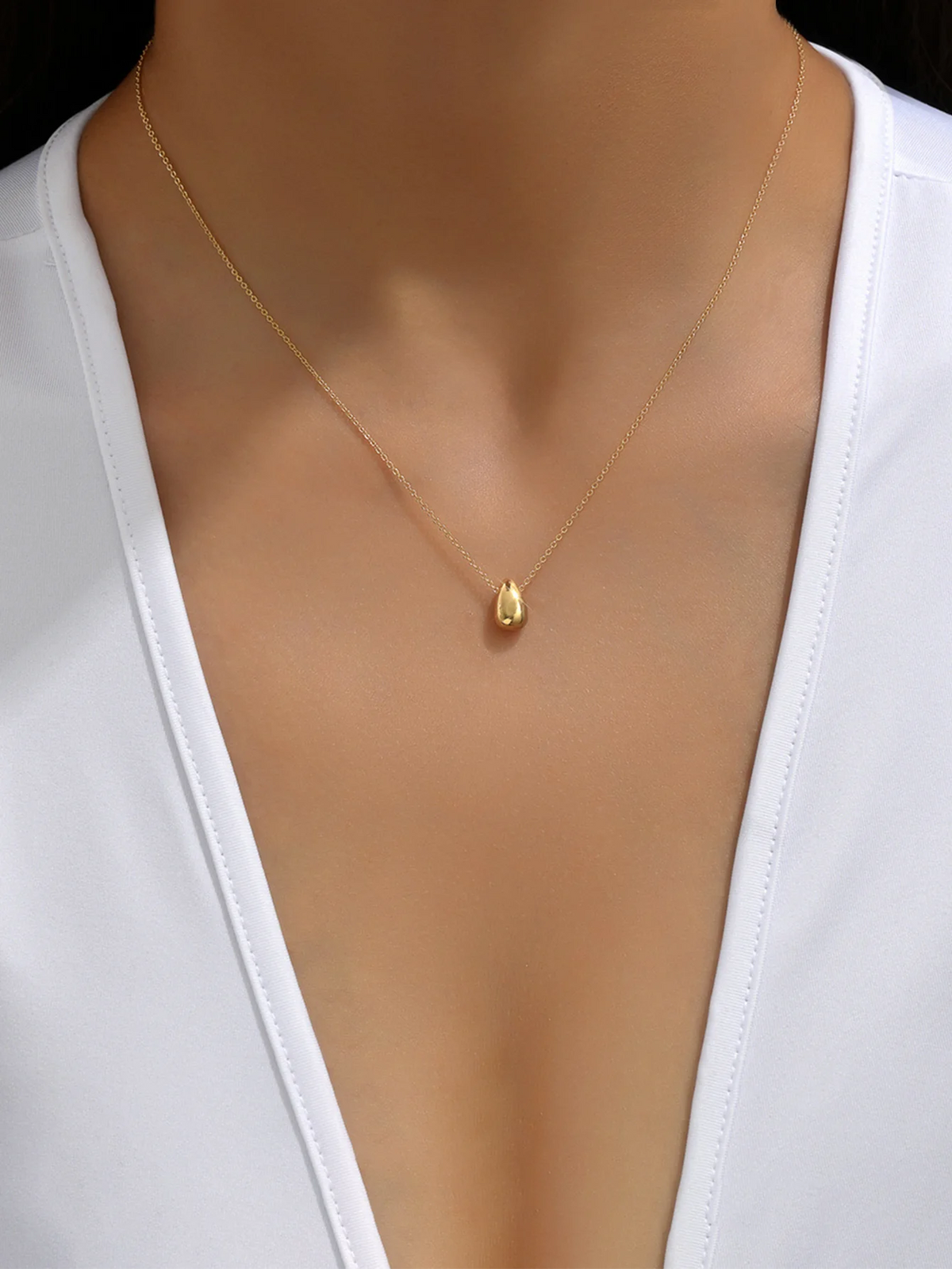 Water Drop Beaded Gold Necklace