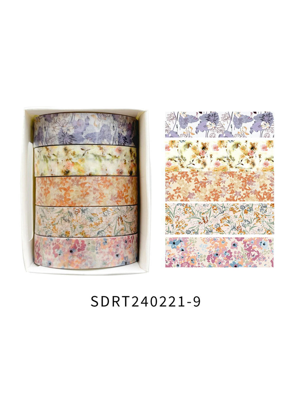 Romantic Flower Washi Tape (5 Rolls)