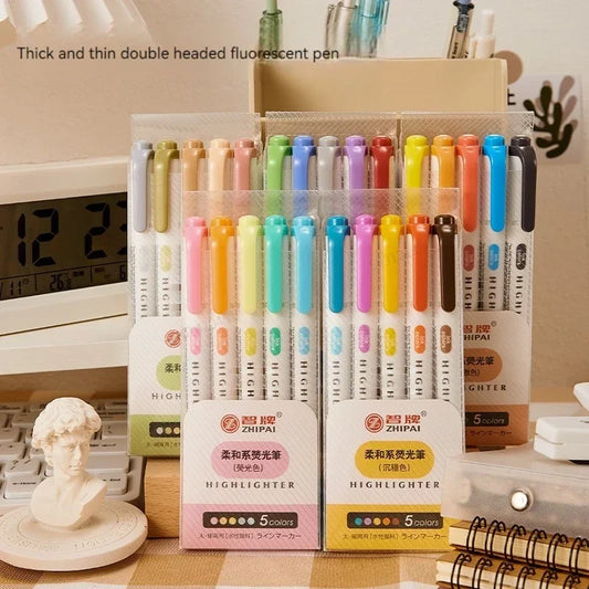 Double-Ended Highlighter Set, 5 Colors