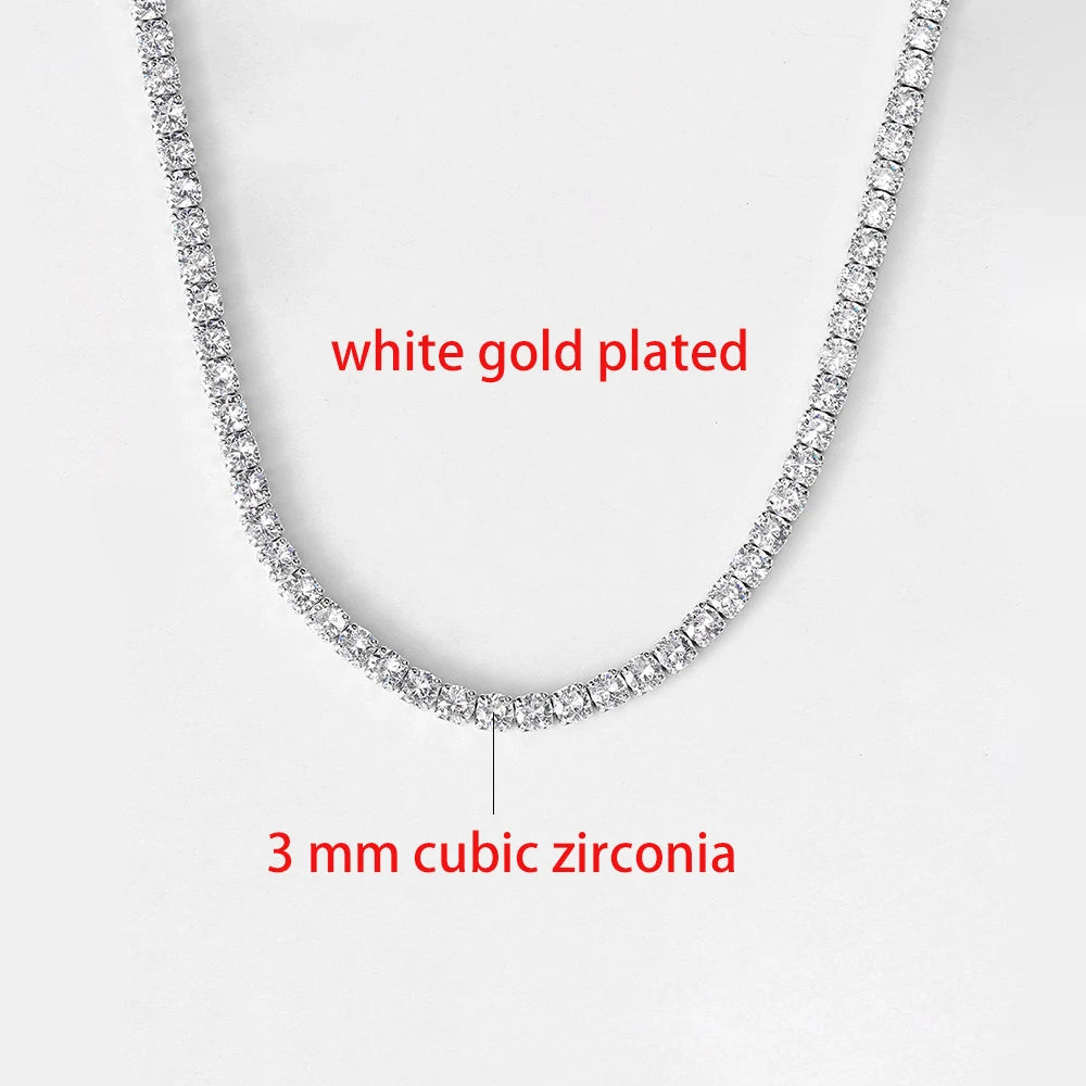 Collier chaîne tennis Hip Hop glacé pour hommes et femmes, luxe avec cristaux de zircon cubique, accessoire de cou court style rock, bijoux OHN016
