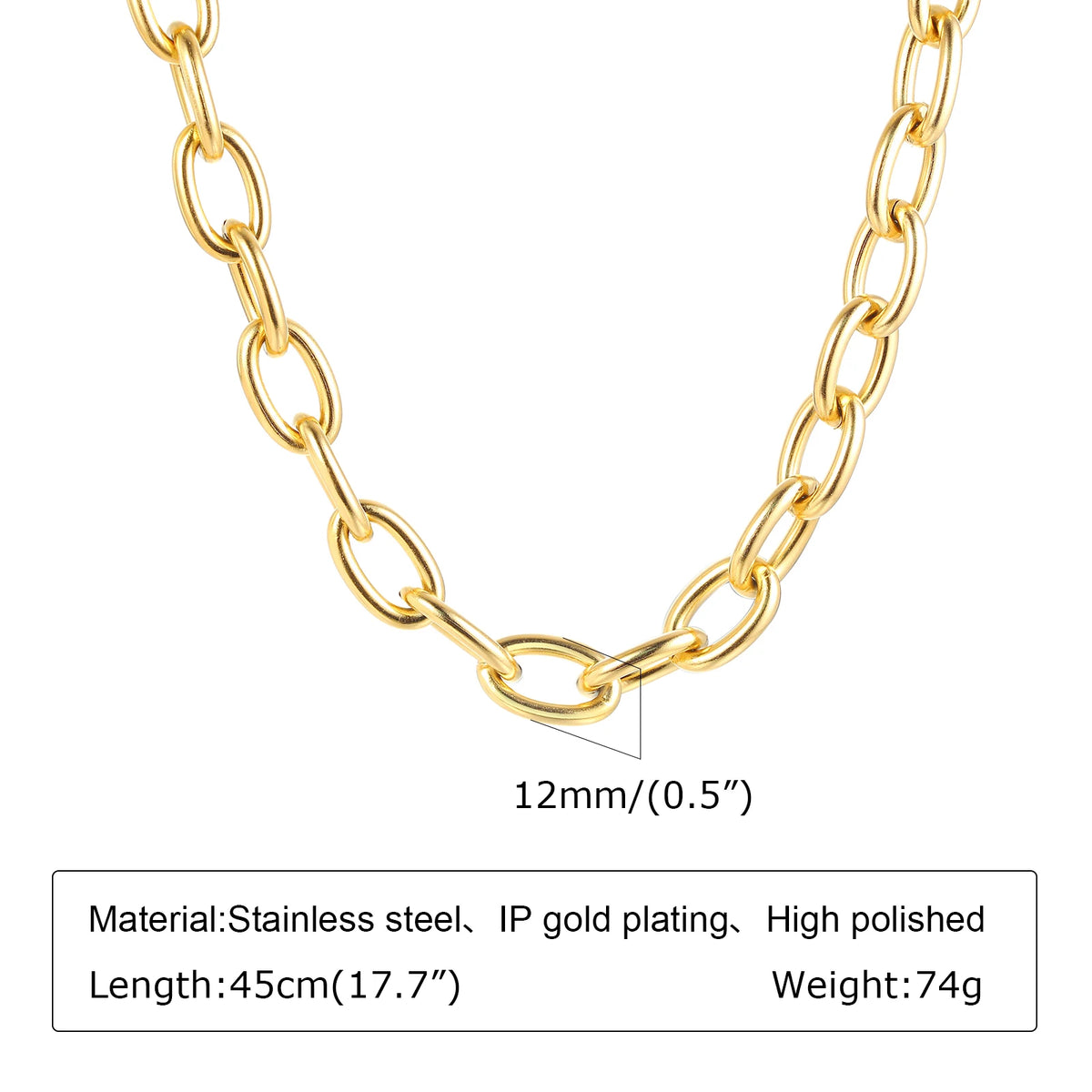 Chunky Gold Plated Link Necklace (stainless steel)