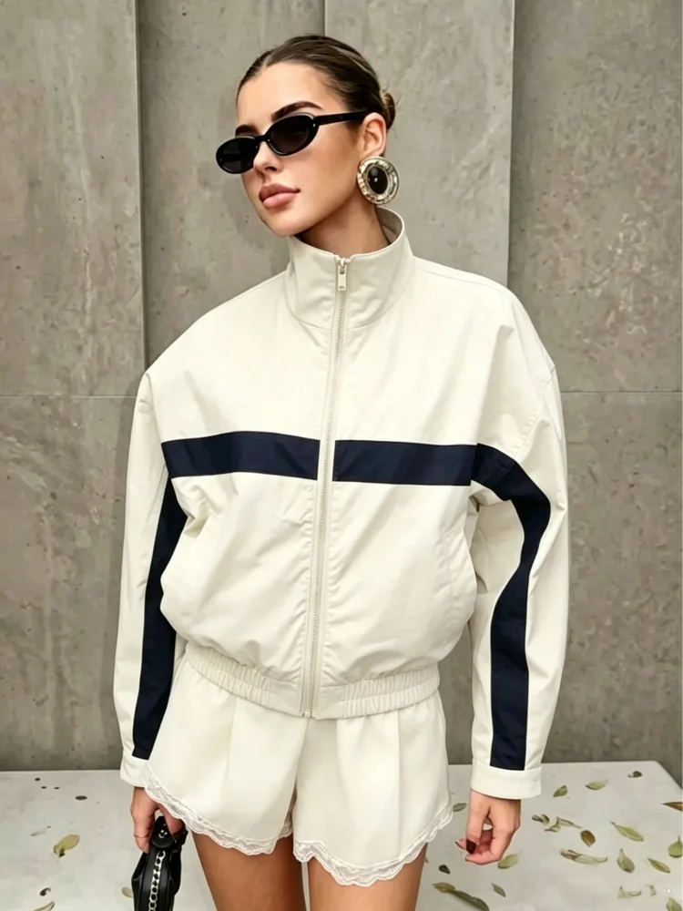 Women's Colorblock Zip-Collar Jacket