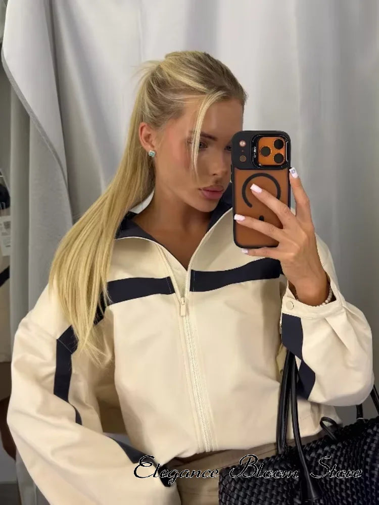 Women's Colorblock Zip-Collar Jacket