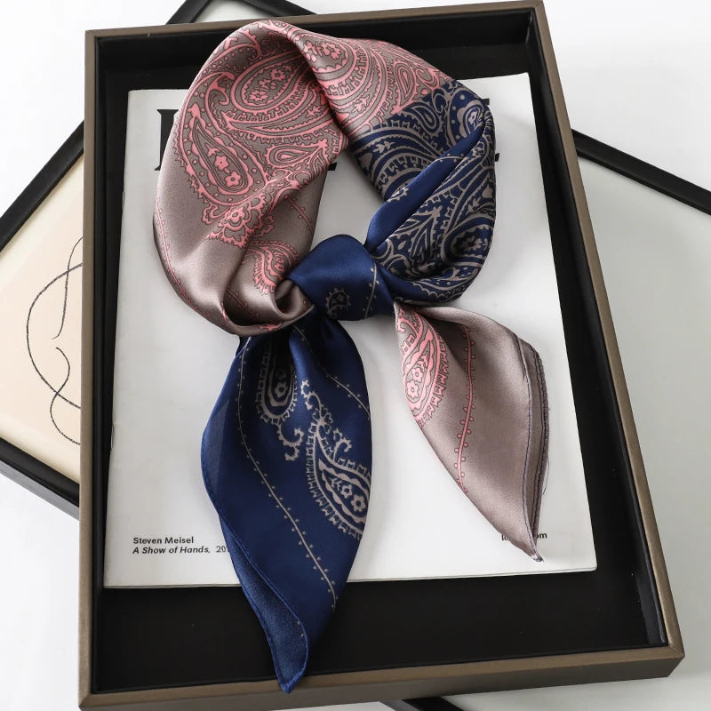 Foulard pour femme 70X70cm mode 2025, imprimé, pashmina, foulard en soie, châle carré, bandeau décoratif, tour de cou, design de luxe, bandana