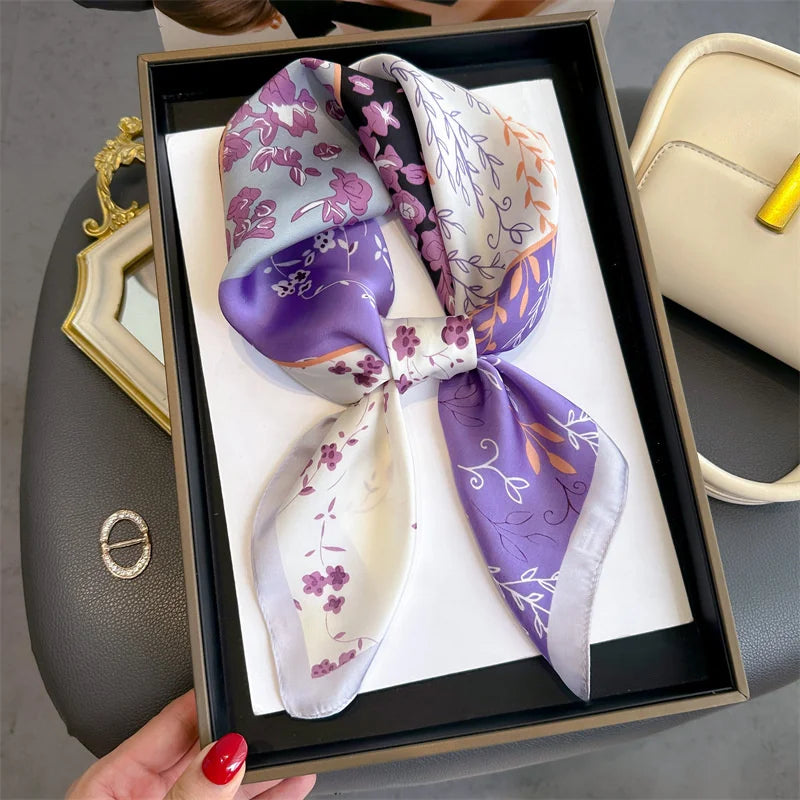 Foulard pour femme 70X70cm mode 2025, imprimé, pashmina, foulard en soie, châle carré, bandeau décoratif, tour de cou, design de luxe, bandana