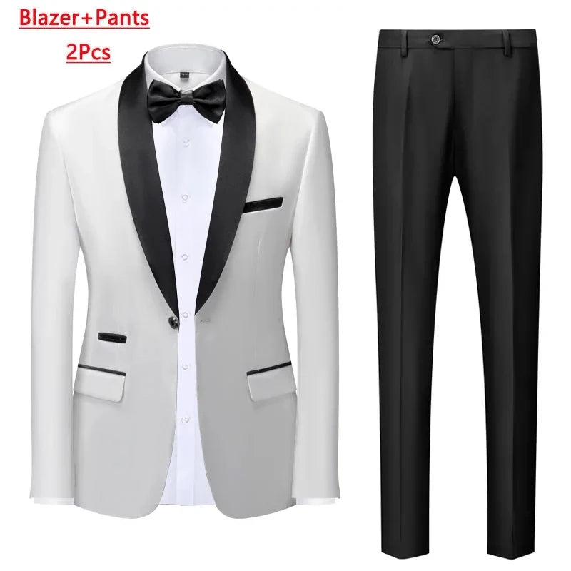 Men's 3-Piece Polyester Viscose Formal Suit – Blazer, Vest & Pants