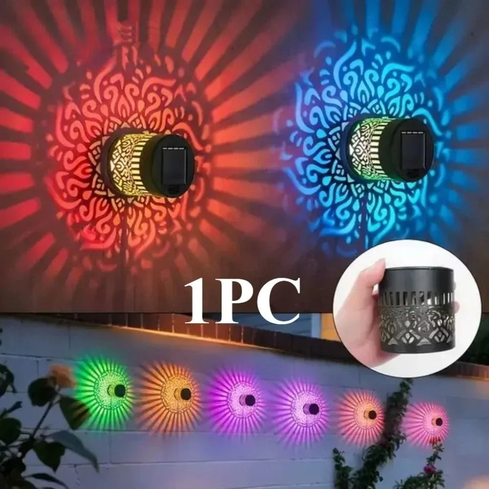 Solar Mandala Wall Light — Decorative Outdoor Projection Lamp