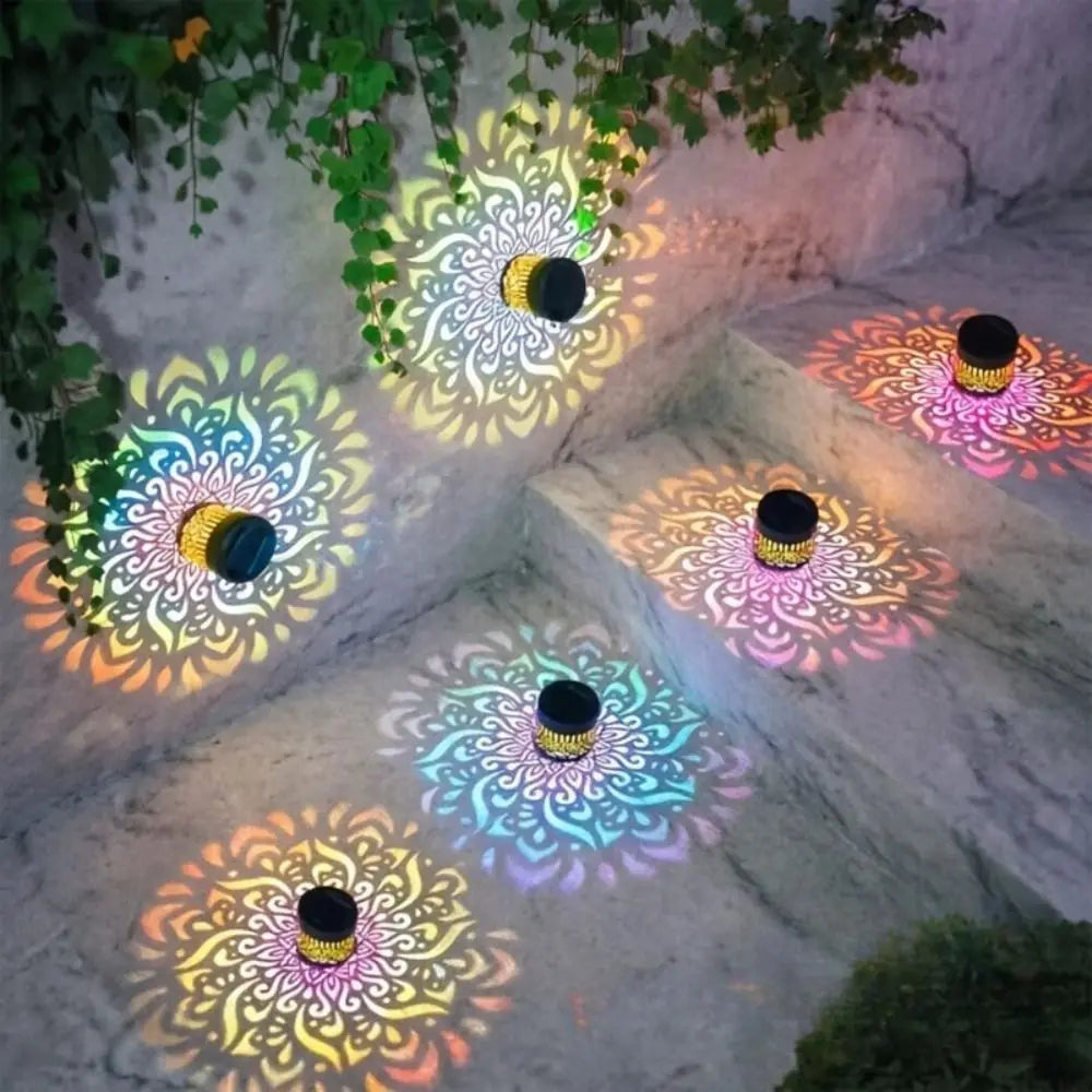 Solar Mandala Wall Light — Decorative Outdoor Projection Lamp