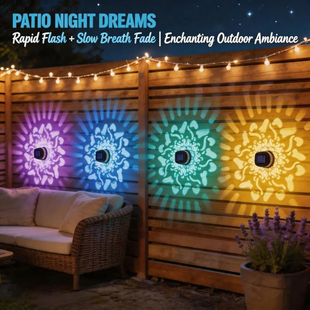 Solar Mandala Wall Light — Decorative Outdoor Projection Lamp