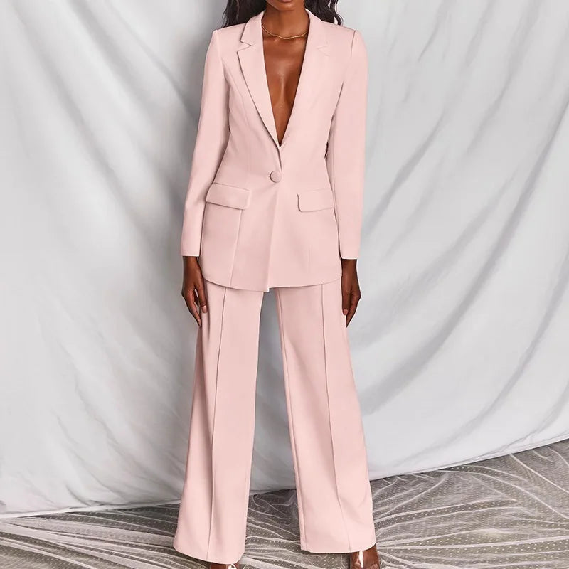 Ensemble deux pièces pour femme style tailleur occidental, tenue de travail professionnelle