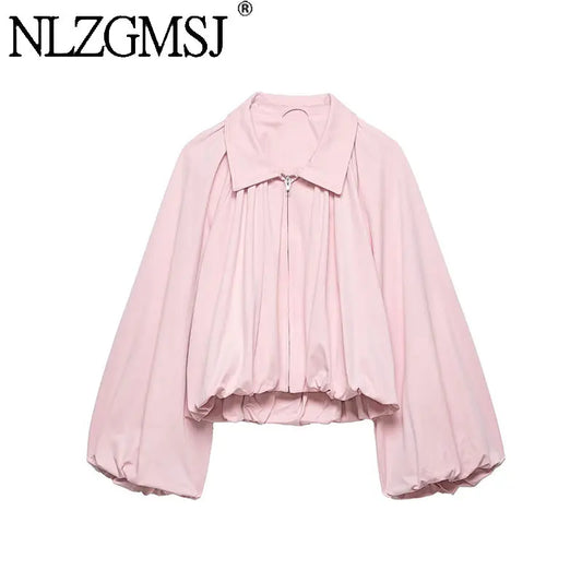 Women's Bomber Jacket – Zipper, Loose Fit