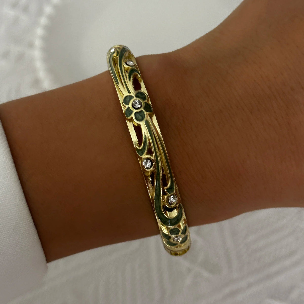 Enamel Flower Gold Bracelet
