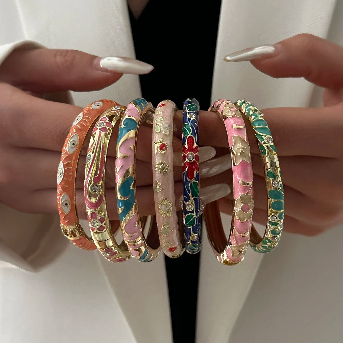 Enamel Flower Gold Bracelet