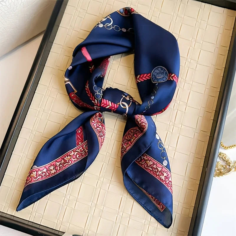 Foulard pour femme 70X70cm mode 2025, imprimé, pashmina, foulard en soie, châle carré, bandeau décoratif, tour de cou, design de luxe, bandana