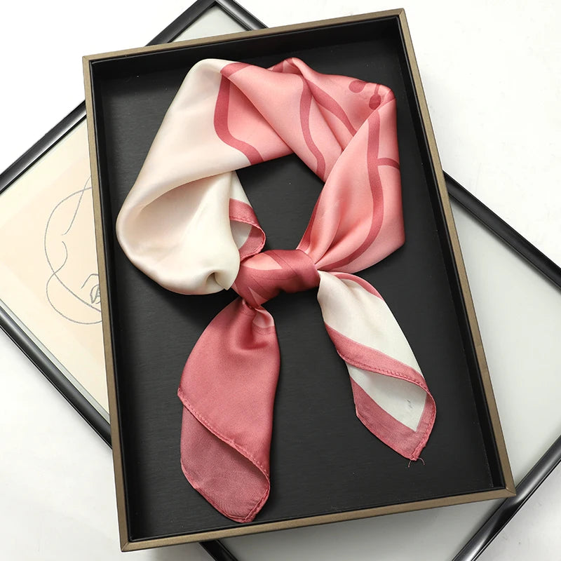 Foulard pour femme 70X70cm mode 2025, imprimé, pashmina, foulard en soie, châle carré, bandeau décoratif, tour de cou, design de luxe, bandana