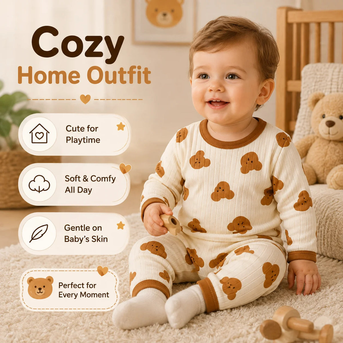 Baby Boys' Long Sleeve Pajama Set – Lightweight