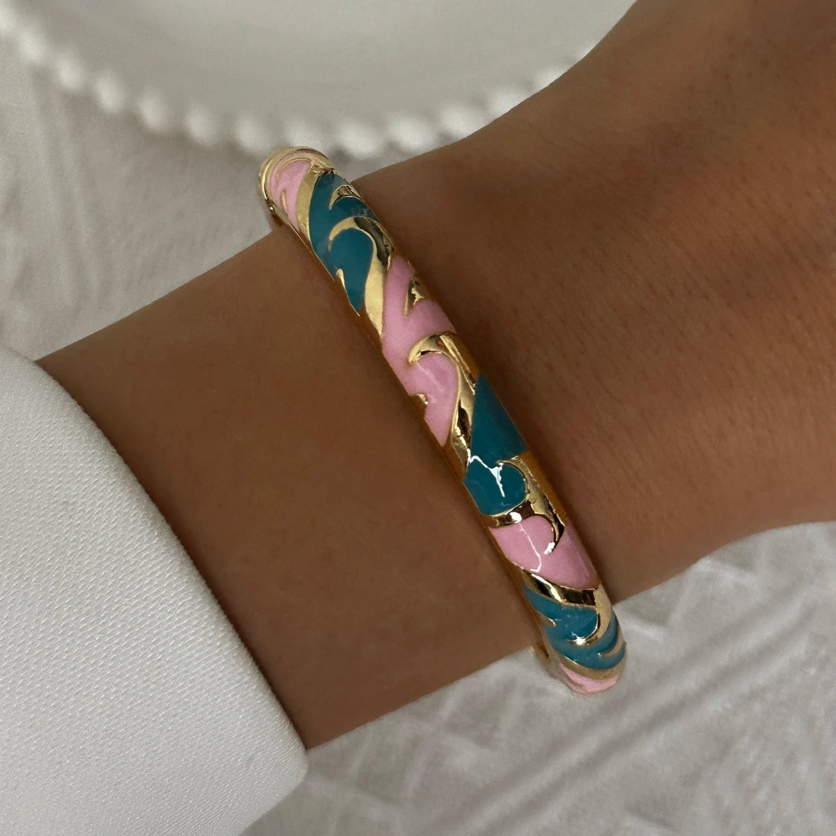 Enamel Flower Gold Bracelet