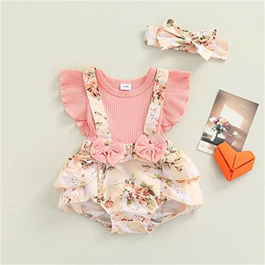 Baby Girls' Cotton Ruffle Sleeve Dress – Floral, Princess