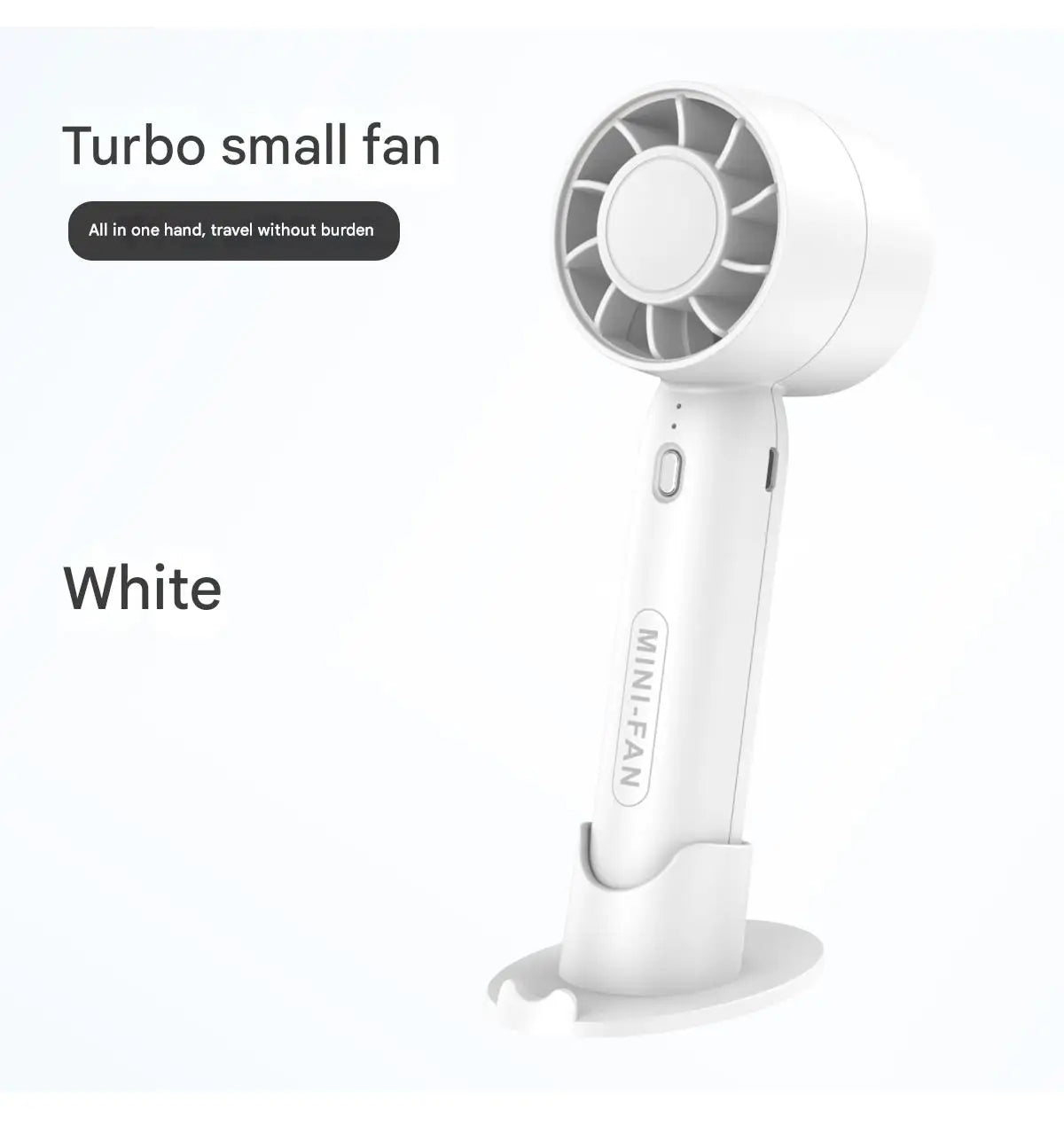 Turbo Handheld Mini Fan with Desktop Stand (USB Rechargeable)