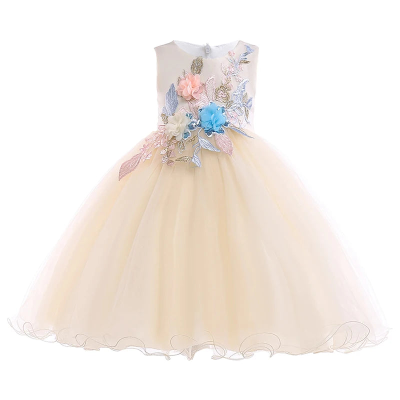 Girls' Elegant Flower Girl Dress – Applique, Party