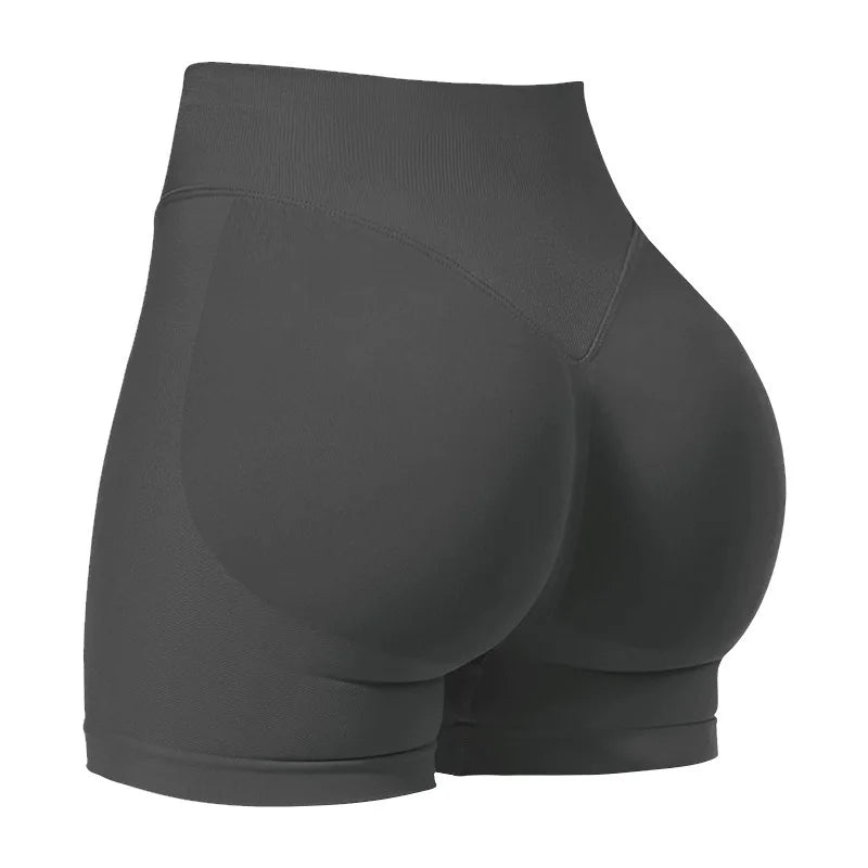 Pantaloncini da yoga a vita media con tre pannelli da donna, compressione moderata per controllo addominale e effetto push-up, pantaloncini sportivi sexy da 3 pollici per glutei a pesca