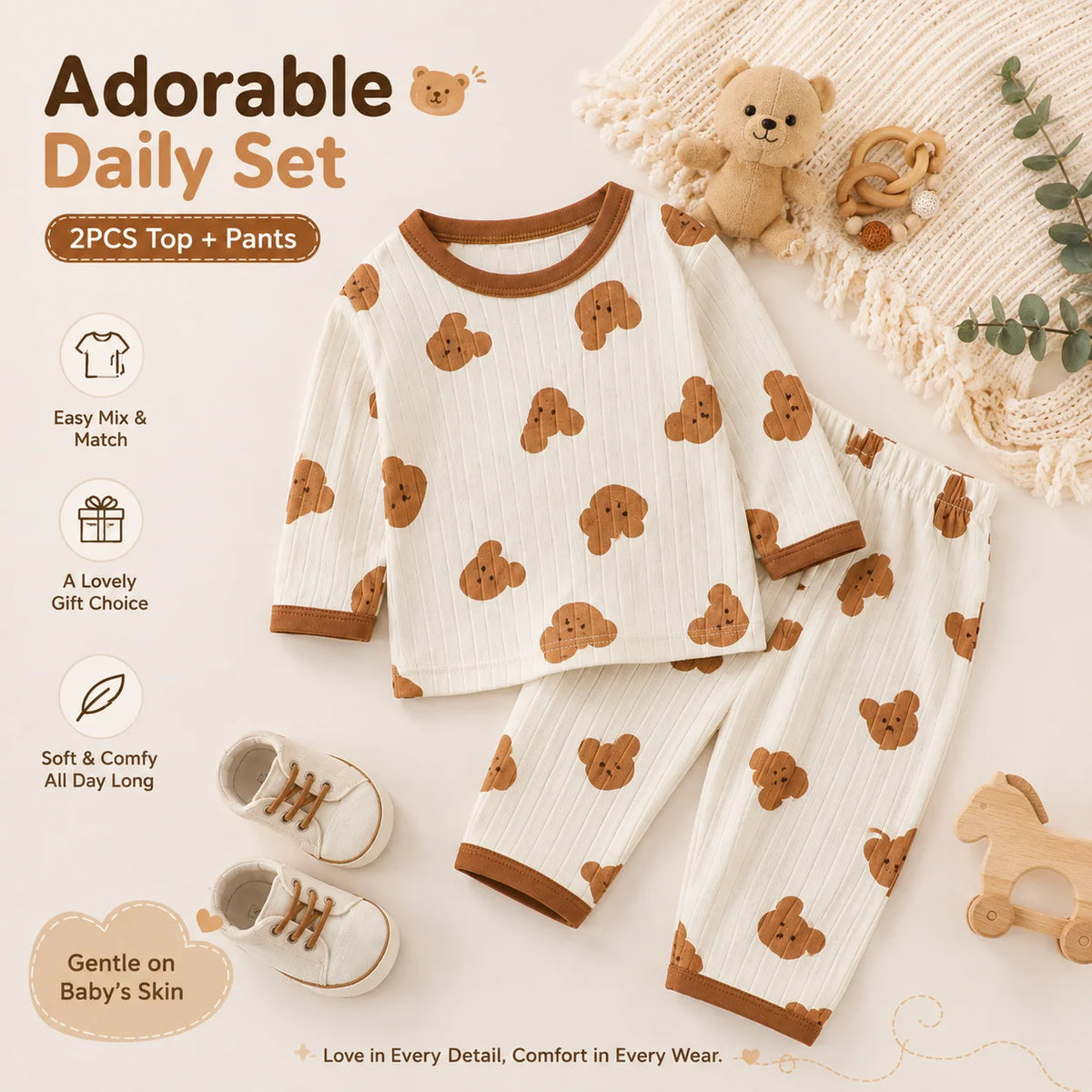 Baby Boys' Long Sleeve Pajama Set – Lightweight