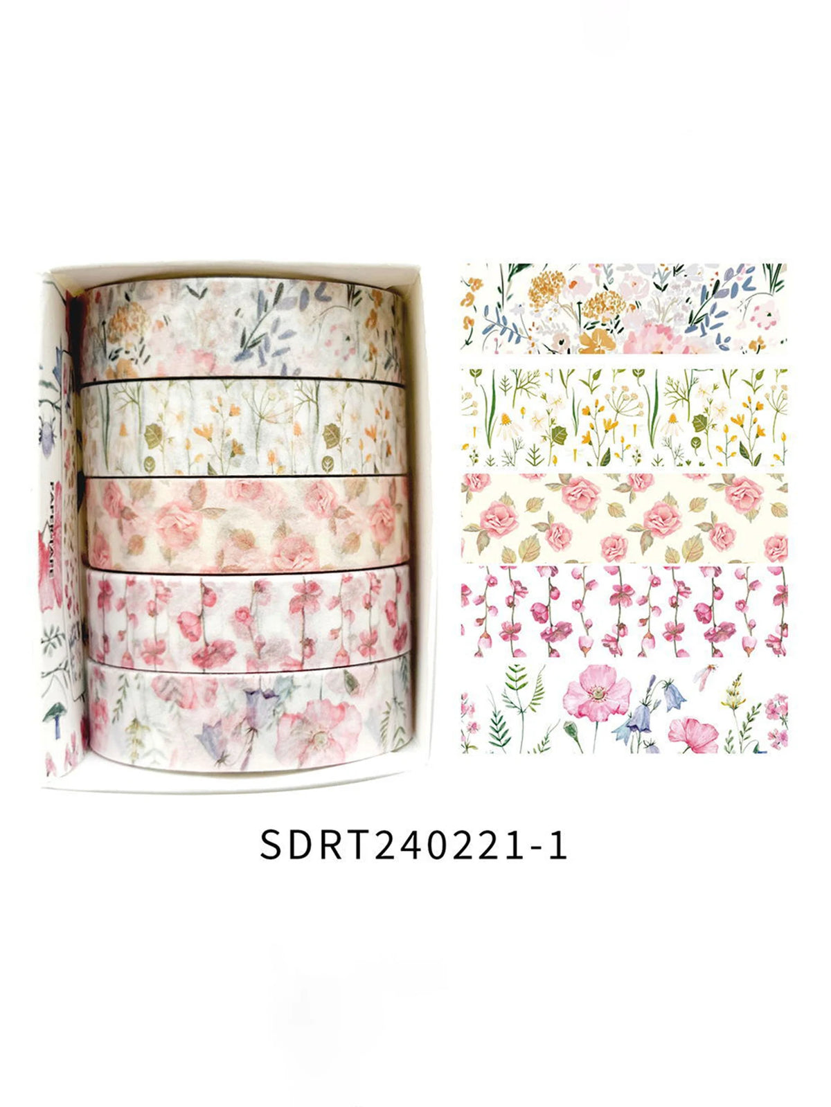 Romantic Flower Washi Tape (5 Rolls)
