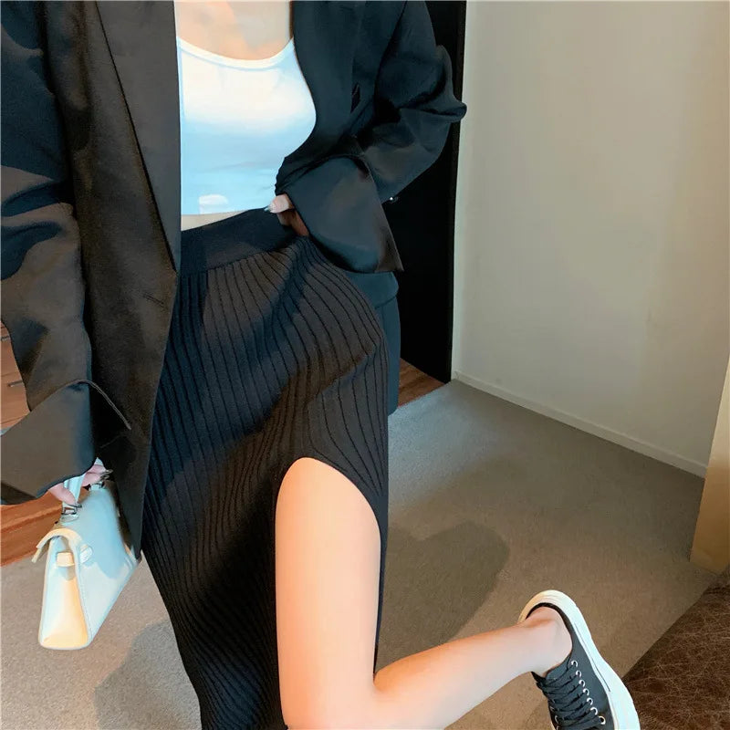 Women's Slim Fit Knitted Dress – High Waist