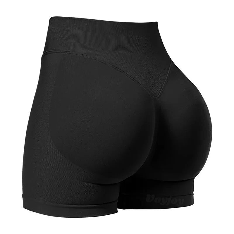 Pantaloncini da yoga a vita media con tre pannelli da donna, compressione moderata per controllo addominale e effetto push-up, pantaloncini sportivi sexy da 3 pollici per glutei a pesca
