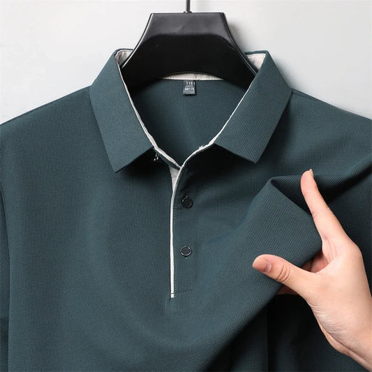 Men's Business Casual Long Sleeve Polo Shirt