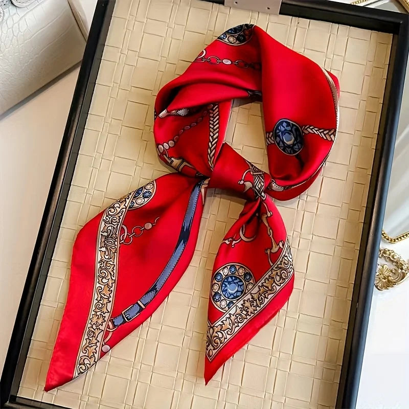 Foulard pour femme 70X70cm mode 2025, imprimé, pashmina, foulard en soie, châle carré, bandeau décoratif, tour de cou, design de luxe, bandana