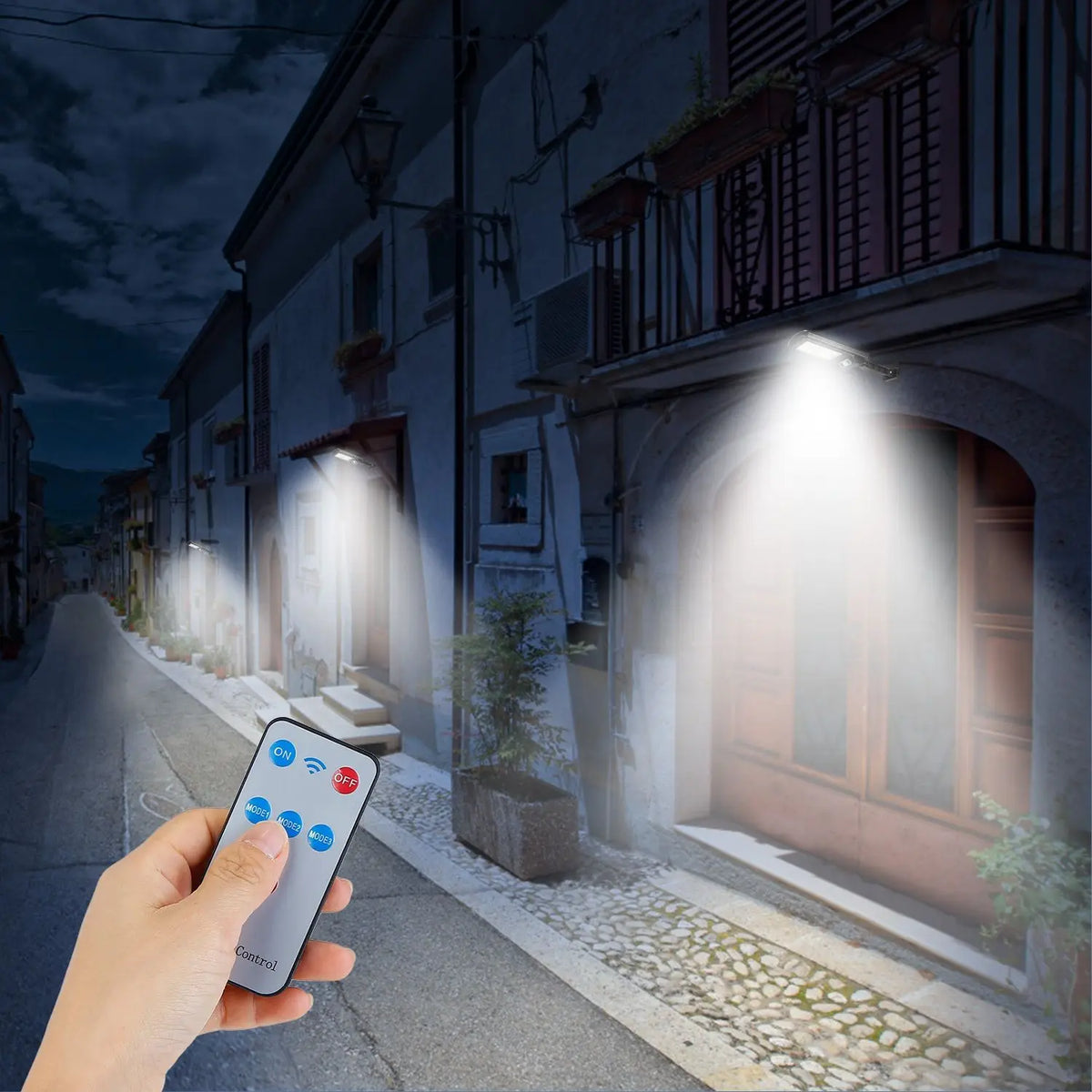 Solar Motion-Sensor Wall Light — 100 LED