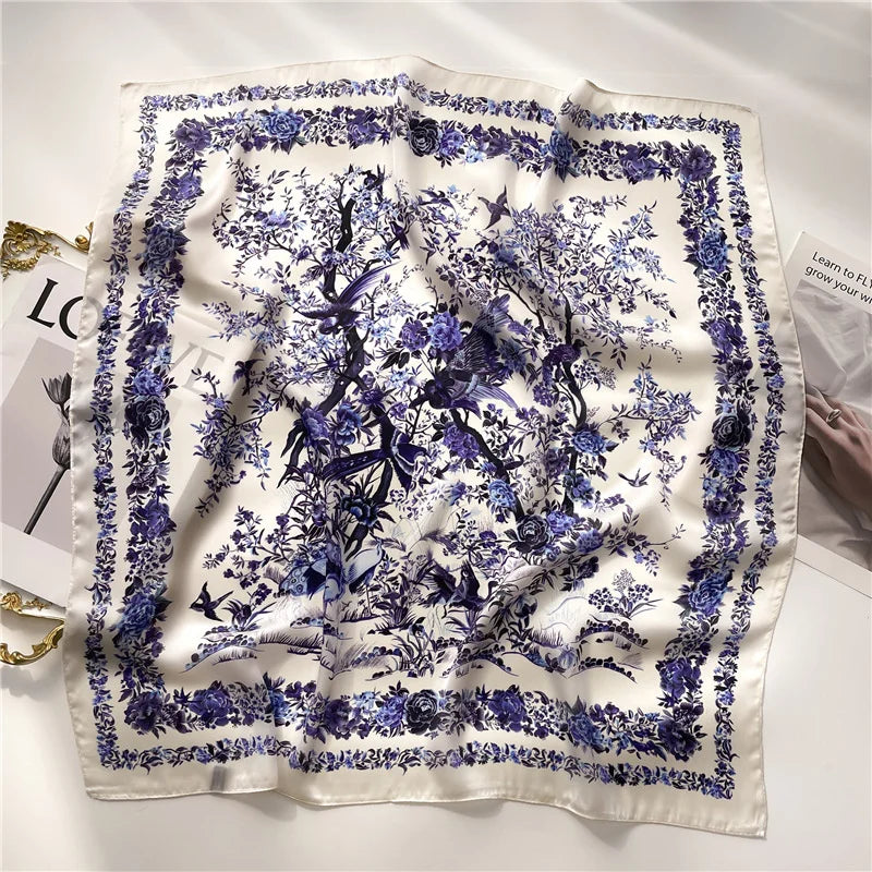 Foulard pour femme 70X70cm mode 2025, imprimé, pashmina, foulard en soie, châle carré, bandeau décoratif, tour de cou, design de luxe, bandana