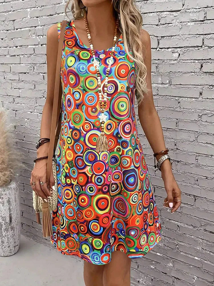Women's Off-Shoulder Print Mini Dress – Summer Beach Sundress