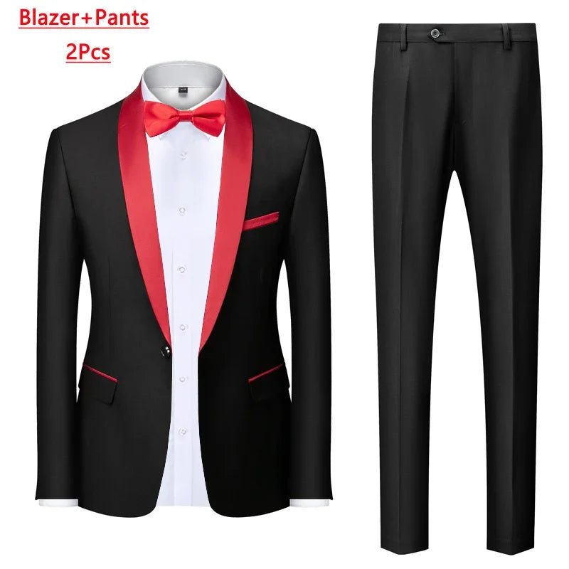 Men's 3-Piece Polyester Viscose Formal Suit – Blazer, Vest & Pants