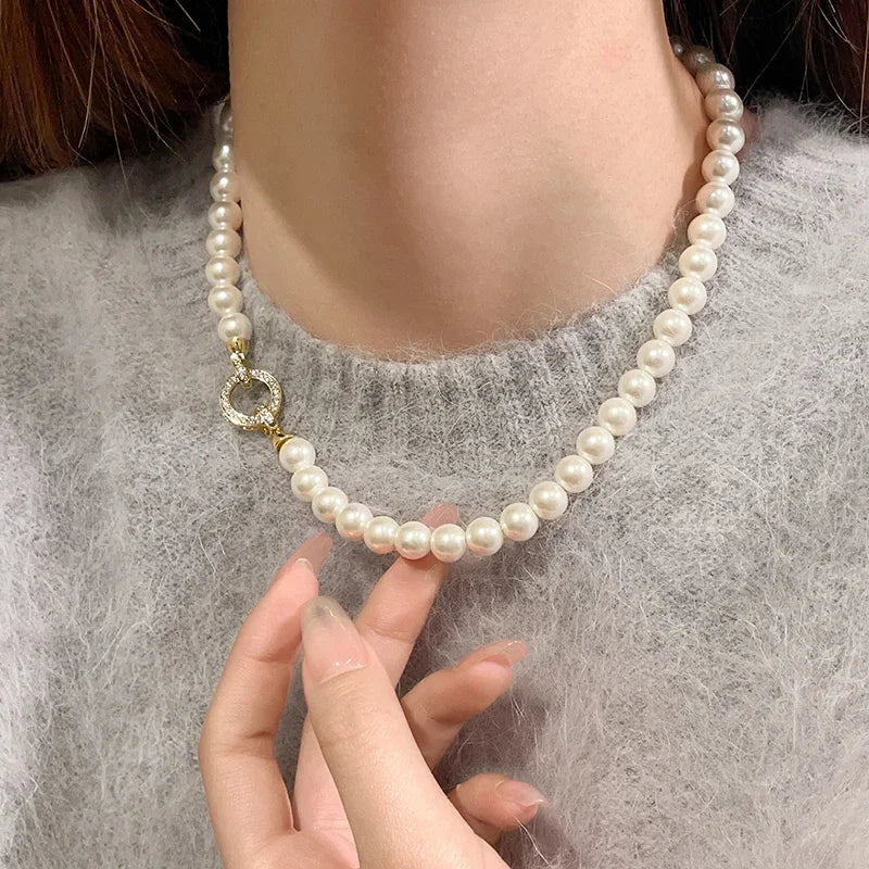 Imitation Pearl Beaded Necklace