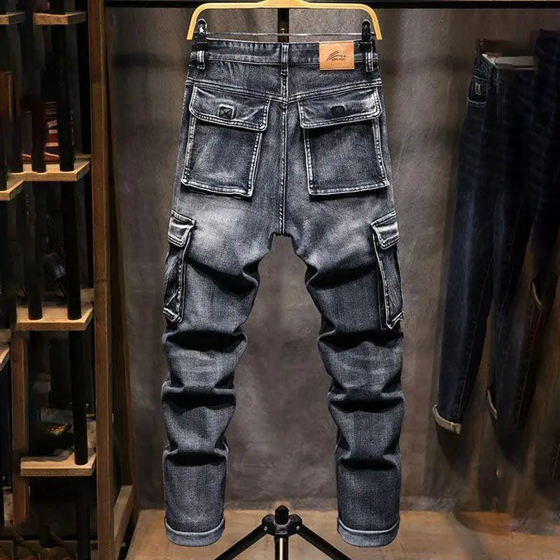 Men's Black Multi-Pocket Workwear Jeans