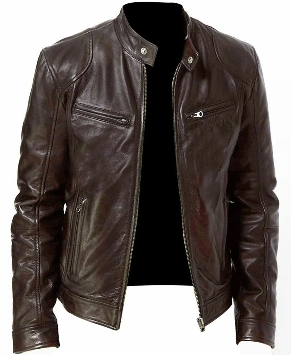 Men's Faux Leather Motorcycle Biker Jacket