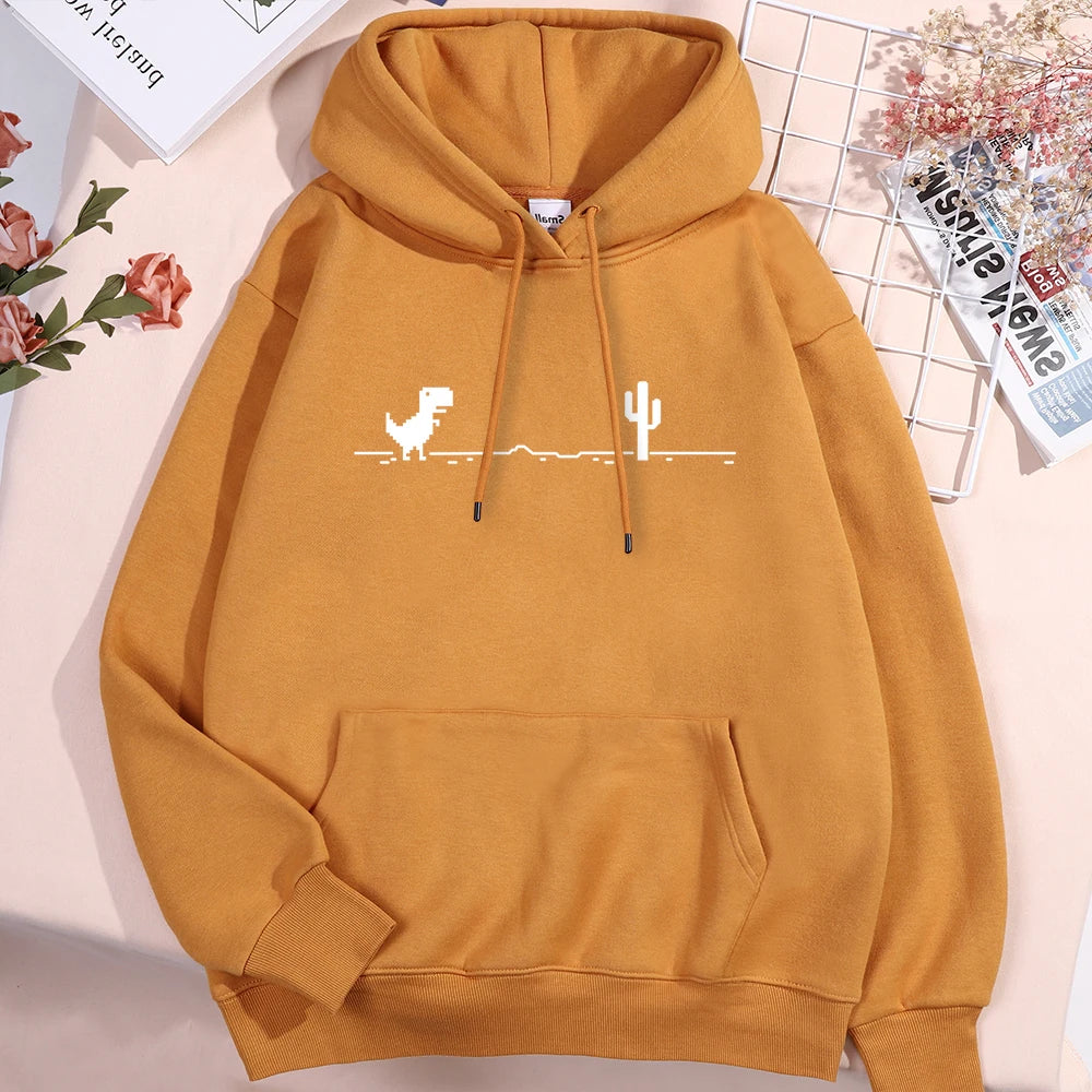Unisex Dinosaur Graphic Hoodie – Pullover, Pocket